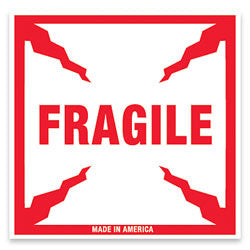 Tape Logic Preprinted Shipping Labels, SCL501, "Fragile," 4in x 4in, Red/White, Pack Of 500