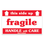 Tape Logic Preprinted Shipping Labels, SCL521, "This Side Up Fragile Handle With Care," 3in x 5in, Red/White, Pack Of 500