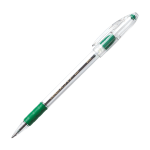 Pentel R.S.V.P. Ballpoint Pens, Medium Point, 1.0 mm, Clear Barrel, Green Ink, Pack Of 12