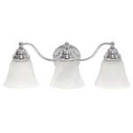 Lalia Home Essentix 3-Light Wall Mounted Curved Vanity Light Fixture, 7-1/2inW, Alabaster White/Chrome