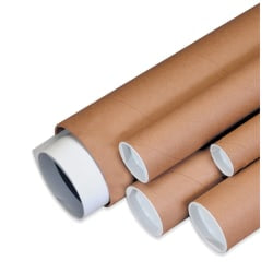 Office Depot Brand Kraft Mailing Tubes With Plastic Endcaps, 1 1/2in x 12in, Pack Of 50