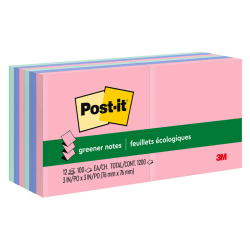 Post-it Greener Pop Up Notes, 3 in x 3 in, 12 Pads, 100 Sheets/Pad, Clean Removal, Sweet Sprinkles Collection