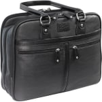 Mobile Edge Verona Carrying Case (Tote) for 16in Notebook - Black - Drop Resistant - Cotton Twill, Vegan Leather Body - Handle - 12.5in Height x 16in Width x 5.5in Depth