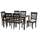 Baxton Studio Mael Dining Set, 29-3/16inH x 59-1/16inW x 35-7/16inD, Sand/Dark Brown