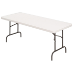 Realspace Molded Plastic Top Folding Table, 29inH x 60inW x 30inD, Platinum