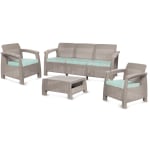 Inval MQ FERRARA 4-Piece Premium Furniture Set, Taupe/Turquoise