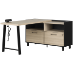 South Shore Kozack 51inW L-Shaped Computer Desk, Soft Elm/Matte Black