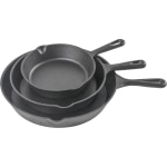 Commercial Chef 3-Piece Cast Iron Skillet Set, Black