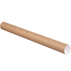 Office Depot Brand Kraft Mailing Tubes With Plastic Endcaps, 2in x 18in, Pack Of 50