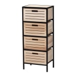 Baxton Studio Gelsey 14inW 4-Drawer Storage Cabinet, Oak Brown/Black