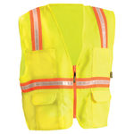 Non-ANSI Contractor Style Solid Vests, XL, Hi-Viz Yellow; Orange Contrast Trim