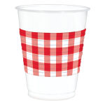 Amscan Plastic Cups, 16 Oz, Summer Picnic Gingham, Set Of 50 Cups