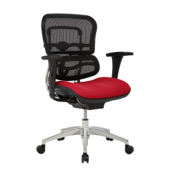 Office Star Space Seating 889 Series Ergonomic Mesh/Bonded Leather Mid-Back Chair, Black