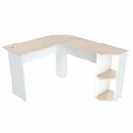 Inval Merlin 48inW L-Shaped Corner Desk, White/Maple