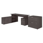 Bush Business Furniture 72inW Jamestown L-Shaped Corner Desk With Drawers And Lateral File Cabinet, Storm Gray, Standard Delivery