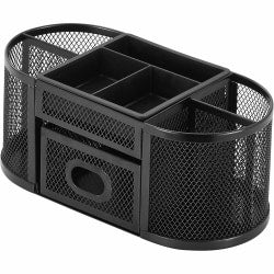 Lorell Mesh Deluxe Desktop Organizer, Black