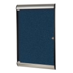 Ghent Silhouette 1-Door Enclosed Bulletin Board, Vinyl, 42-1/8in x 27-3/4in, Navy, Satin Black Aluminum Frame