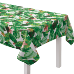 Amscan Tropical Jungle Fabric Table Cover, 60in x 104in, Green