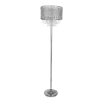 LumiSource Droplets Metal Floor Lamp, 60inH, Clear K9/Polished Chrome