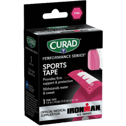 CURAD IRONMAN Performance Series Sports Tape, 1-1/2in x 10 Yd, Pink, Set Of 24 Rolls