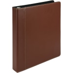 Samsill Contrast Stitch Bonded Leather Ring Binder, 1in Ring, 8 1/2in x 11in, Tan