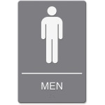 Headline ADA Restroom Sign, Mens, 6in x 9in, Gray