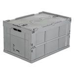 Mount It! Collapsible Plastic Storage Crate, 23.25in x 15.5in x 12.5in, Gray