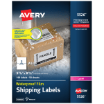 Avery Waterproof Shipping Labels With Ultrahold, 5526, Rectangle, 5-1/2in x 8-1/2in, White, 100 Labels For Laser Printers