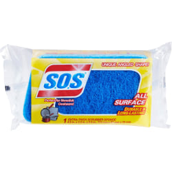 S.O.S All Surface Scrubber Sponge - 4.5in Height x 2.5in Width x 0.9in Depth - 4200/Pallet - Cellulose, Scrim - Blue