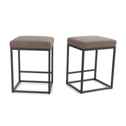 Flash Furniture Caleb Modern Armless Commercial-Grade Bar Stools, Black, Set Of 2 Stools