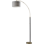 Adesso Bergen Arc Lamp, 73-1/2inH, Gray Shade/Antique Brass Base