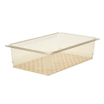 Cambro H-Pan High-Heat GN 1/1 Colander Pans, 5inH x 12-3/4inW x 20-7/8inD, Amber, Pack Of 6 Pans