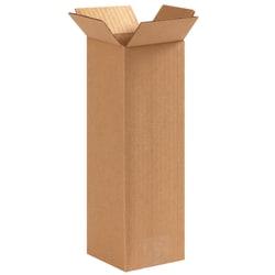 Partners Brand Tall Corrugated Boxes, 4in x 4in x 12in, Kraft, Pack Of 25