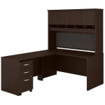 Bush Business Furniture 60inW L-Shaped Corner Desk With Hutch And Mobile File Cabinet, Mocha Cherry, Standard Delivery