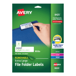 Avery Removable Extra-Large File Folder Labels, Sure Feed Technology, Removable Adhesive, White, 15/16in x 3-7/16in, 450 Labels (8425)