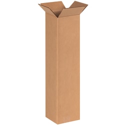 Partners Brand Tall Corrugated Boxes, 6in x 6in x 24in, Kraft, Pack Of 25