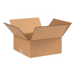 Partners Brand Flat Corrugated Boxes, 9inL x 9inW x 4inH, Kraft, Pack Of 25