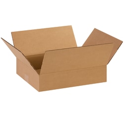 Partners Brand Flat Corrugated Boxes, 14in x 11in x 3in, Kraft, Pack Of 25