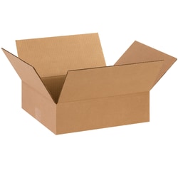 Partners Brand Flat Corrugated Boxes, 14in x 12in x 4in, Kraft, Pack Of 25