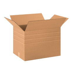 Partners Brand Multi-Depth Corrugated Boxes, 20in x 14in x 14in, Scored 12in, 10in, 8in, Kraft, Pack Of 15