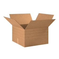 Partners Brand Multi-Depth Corrugated Boxes, 20in x 20in x 12in, Scored 10in, 8in, 6in, Kraft, Pack Of 15