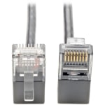 Tripp Lite Cat6 Gigabit Patch Cable Snagless Right-Angle UTP Slim Gray 2ft - 128 MB/s - Patch Cable - 2 ft - 1 x RJ-45 Male Network - 1 x RJ-45 Male Network - Gray