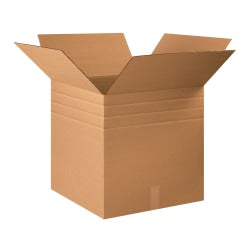 Partners Brand Multi-Depth Corrugated Boxes, 22in x 22in x 22in, Scored 20in, 18in, 16in, Kraft, Pack Of 10