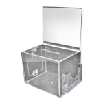 Azar Displays Extra-Large Pedestal Lottery Box With Pocket, 57-3/4inH x 16inW x 16inD, Clear