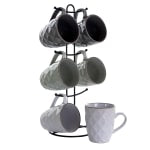 Elama Diamond Waves 6-Piece Mug Set, 12 Oz, Assorted Colors