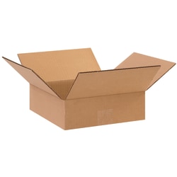 Partners Brand Flat Corrugated Boxes, 10in x 10in x 3in, Kraft, Pack Of 25