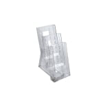 Azar Displays Tiered Modular 3-Pocket Crystal Styrene Brochure Holders, 11 3/4inH x 4 1/2inW x 7inD, Clear, Pack Of 2