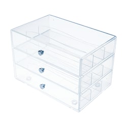 Deflecto Stackable Drawer Organizer, 6-13/16inH x 12-1/2inW x 12-1/2inD, Clear