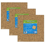 Flipside Cork Tiles, 6inH x 6inW x 1/8inD, Natural, 4 Tiles Per Pack, Set Of 3 Packs