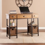 SEI Furniture 42inW Writing Desk, Black/Brown/Gray